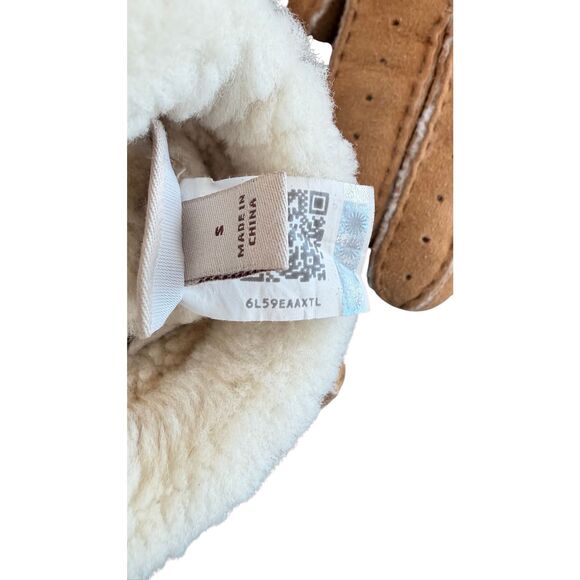 UGG Australia Shearling Sheepskin Bucket Hat & gloves Tan Leather Fur Trim Size - Picture 9 of 12
